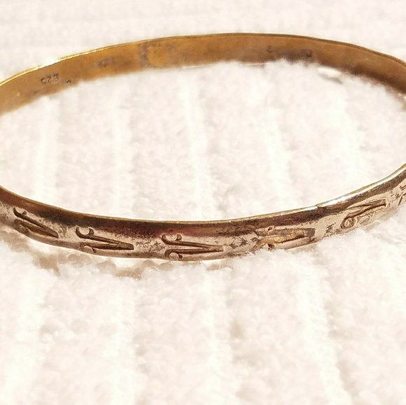 Vintage Wrist Bracelet 925 Sterling Silver & Gold - Picture 1 of 8
